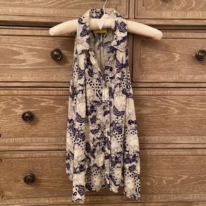 Anthropologie Lady Tank in Blue and Cream —6